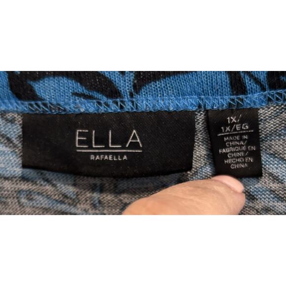 Ella Rafaella Plus Size Eco Floral Print Blue Cuffed Sleeveless Tank Size 1X - Picture 6 of 7